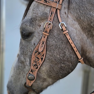 Turquoise Breeze Browband Headstall - Western Headstall - Western Bridle- Leather Horse Tack - Ranch Hand Premium Leather Headstall