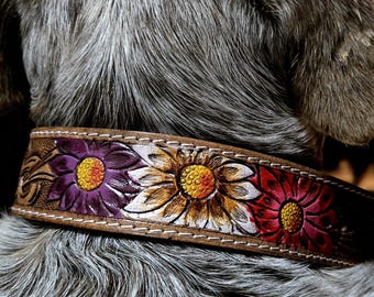 Coleira para cães Prairie Bloom - Coleira de couro para cães