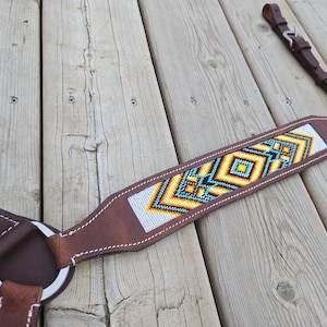 Fire and Ice Beaded Breast Collar- Western Breast Collar - Ranch Hand Leather Breast Collars - Premium Leather - Handmade