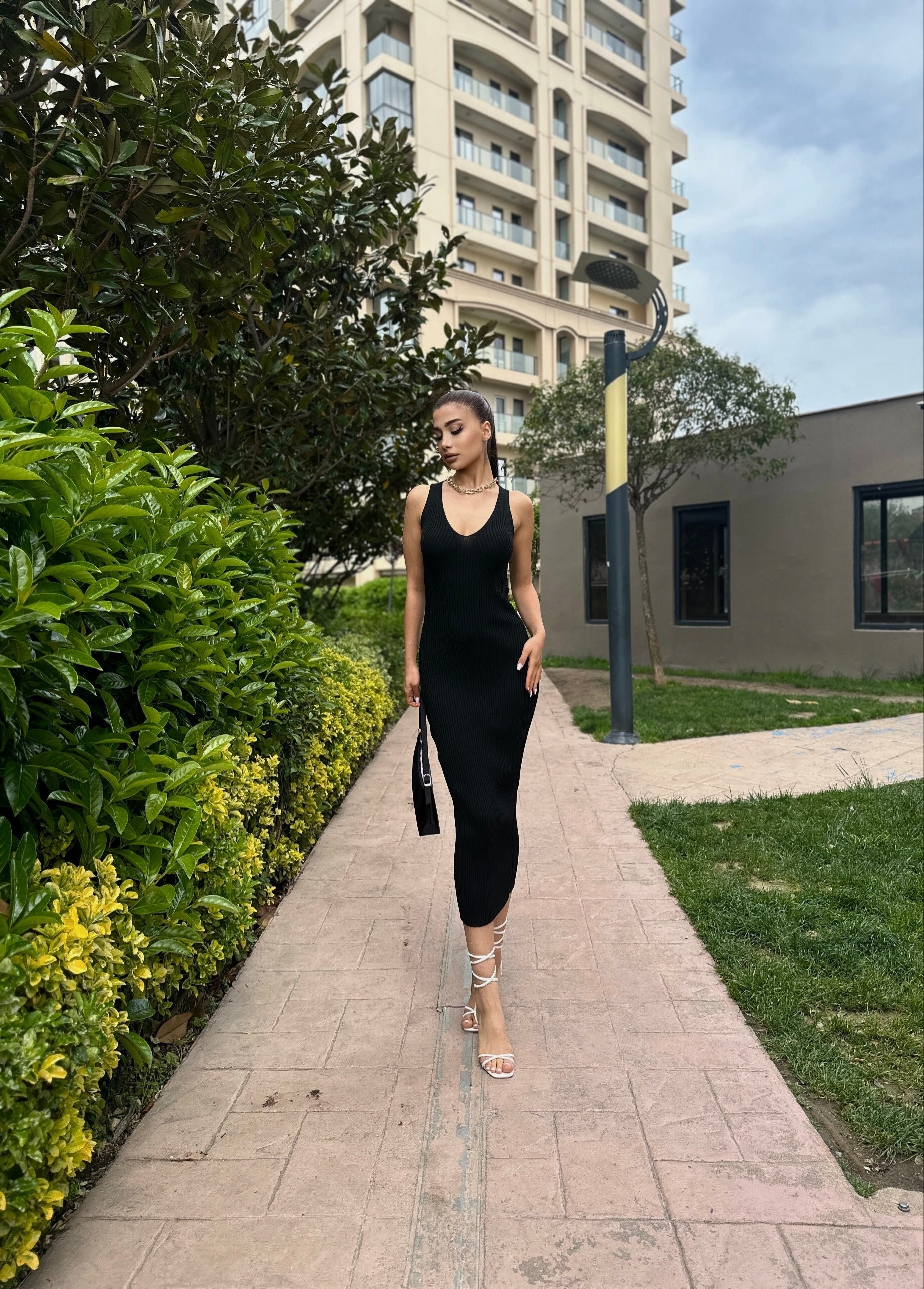 V Neck Black Bodycon Dress - Etsy