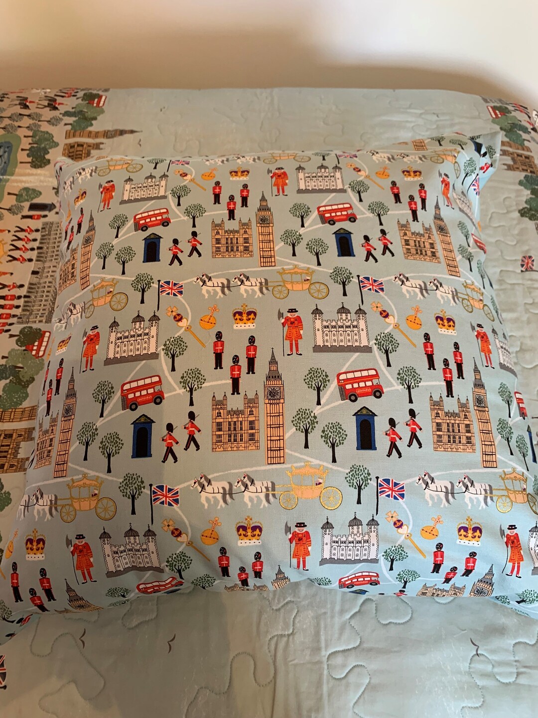 London Theme Cushion Duck Egg Blue Approx 50cm by 50cm Etsy