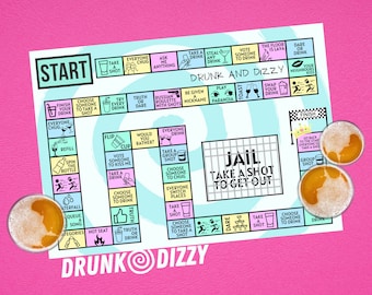Drunk and Dizzy Drinking Board Game: Adult Party Game (Printable Digital Download)