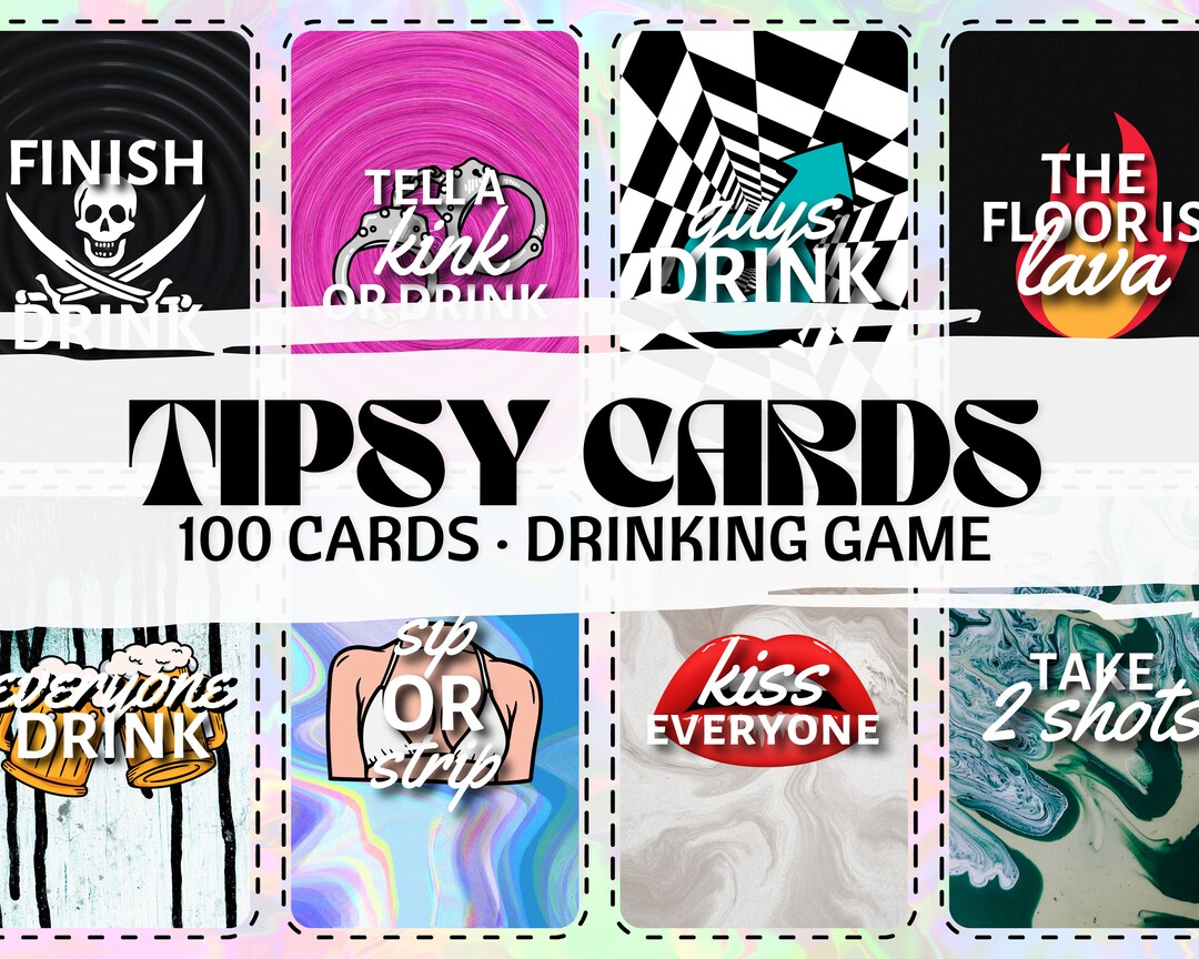 Tipsy Cards Drinking Game for Adults, Group Party Game Printable, Drinking Game Instant Download