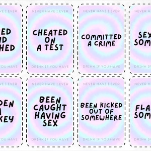 Never Have I Ever Drinking Card Game: Group Party Fun (Printable Digital Download) image 4