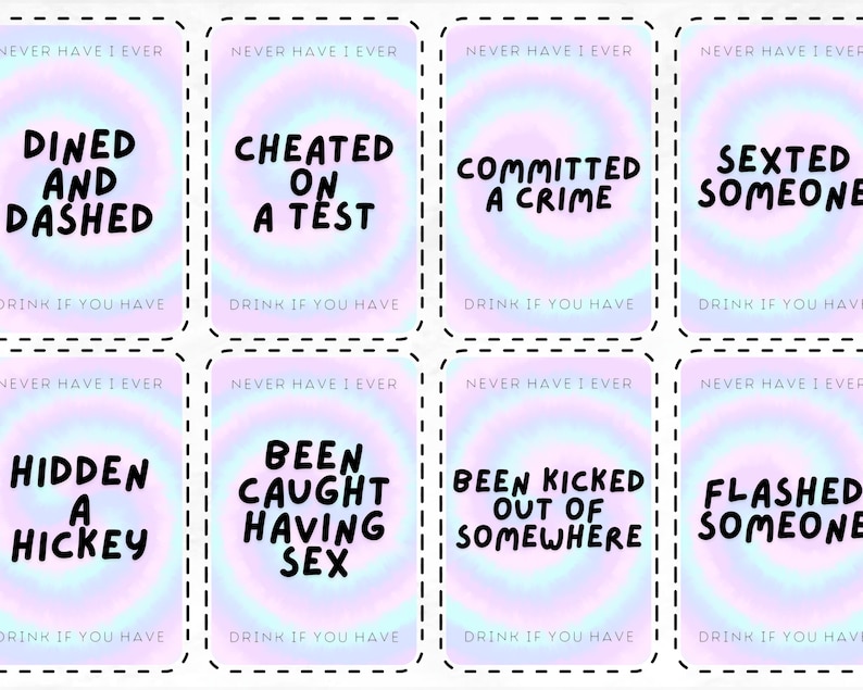 Never Have I Ever Drinking Card Game: Group Party Fun (Printable Digital Download) image 4
