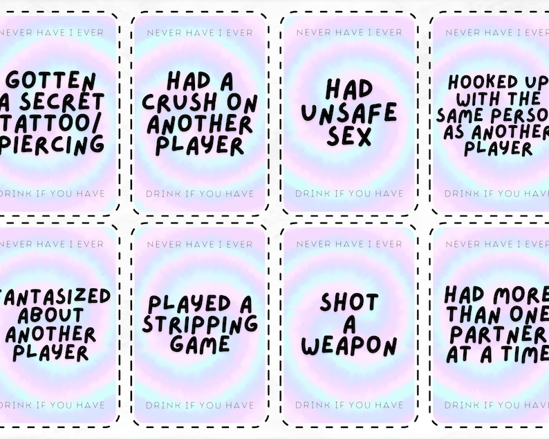 Never Have I Ever Drinking Card Game: Group Party Fun (Printable Digital Download) image 2