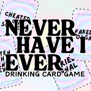 Never Have I Ever Drinking Game For Adults, Group Party Game Printable, Drinking Game Instant Download, 100 Cards