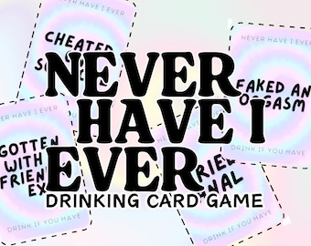 Never Have I Ever Drinking Card Game: Group Party Fun (Printable Digital Download)