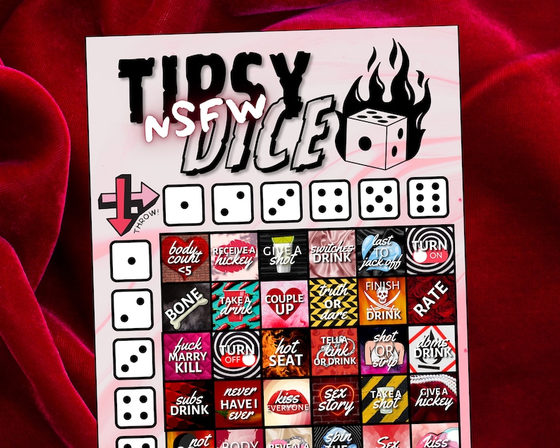 Tipsy Dice NSFW Drinking Game for Adults, Group Party Game