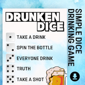 Betrunkene Würfel Trinkspiel für Erwachsene, Party Spiel zum Ausdrucken, Trinkspiel Sofort Download, Würfelspiel