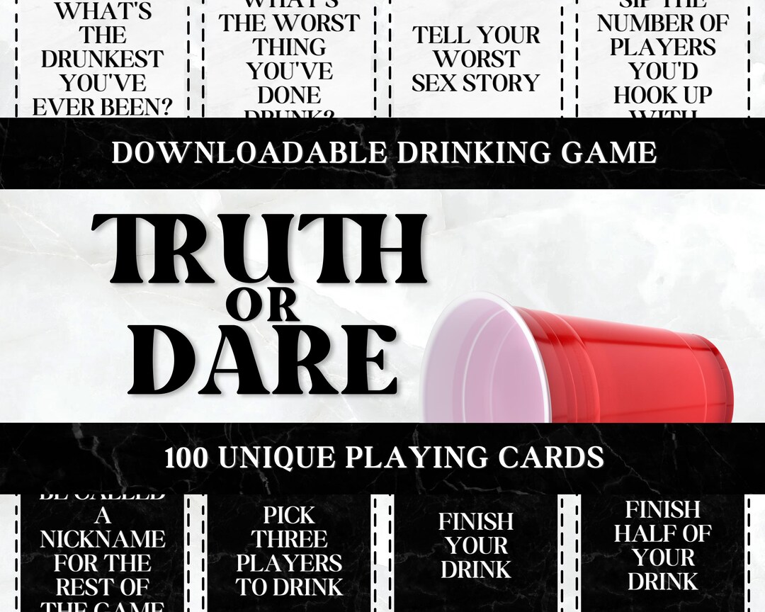 Truth or Dare Drinking Game for Adults, Group Party Game Printable