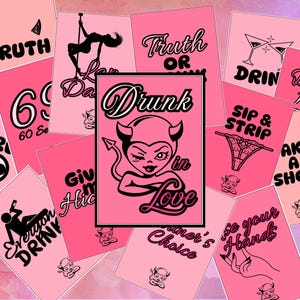 Paare Trinkspiel, Betrunken In Liebe Kartenspiel für Erwachsene, Sexy Paare Kartenspiel Druckbar, Spicy Spiel, 50 Karten, Instant Download