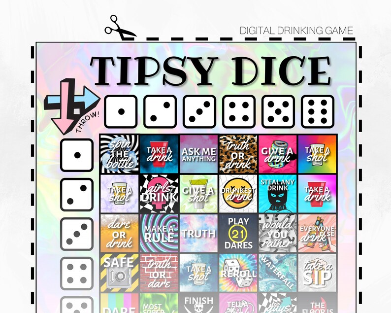 Tipsy Dice Drinking Game Adult Party Game Digital Download Etsy UK