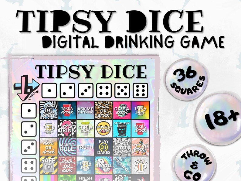 Tipsy Dice Drinking Game Adult Party Game Digital Download Etsy UK