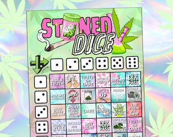 Stoned Dice Rauchspiel für Erwachsene, Party Spiel zum Ausdrucken, Rauchen Spiel Geschenk für Kiffer, Sofort Download, Würfel-Brettspiel