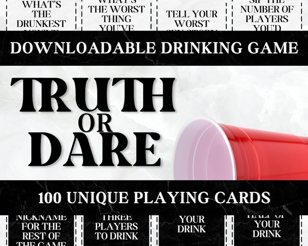 Truth or Dare Drinking Game for Adults, Group Party Game Printable