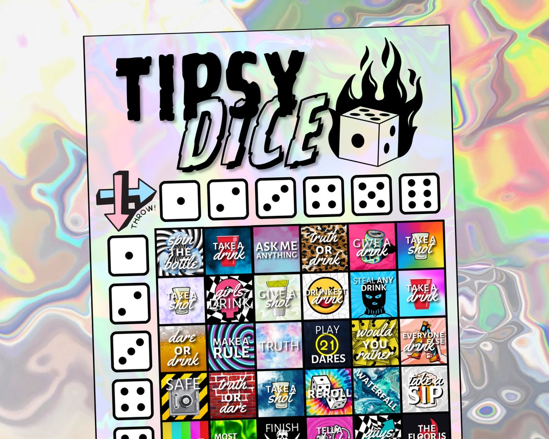 Tipsy Dice Drinking Game Printable Party Game 18 Digital Etsy
