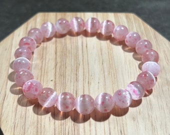 Bellissimo braccialetto in selenite color fragola naturale