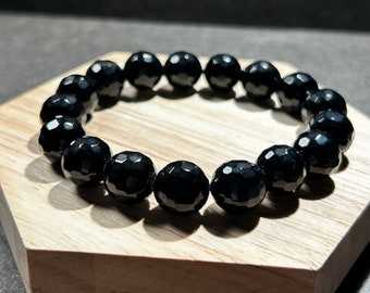 Pulsera de obsidiana negra con cara natural