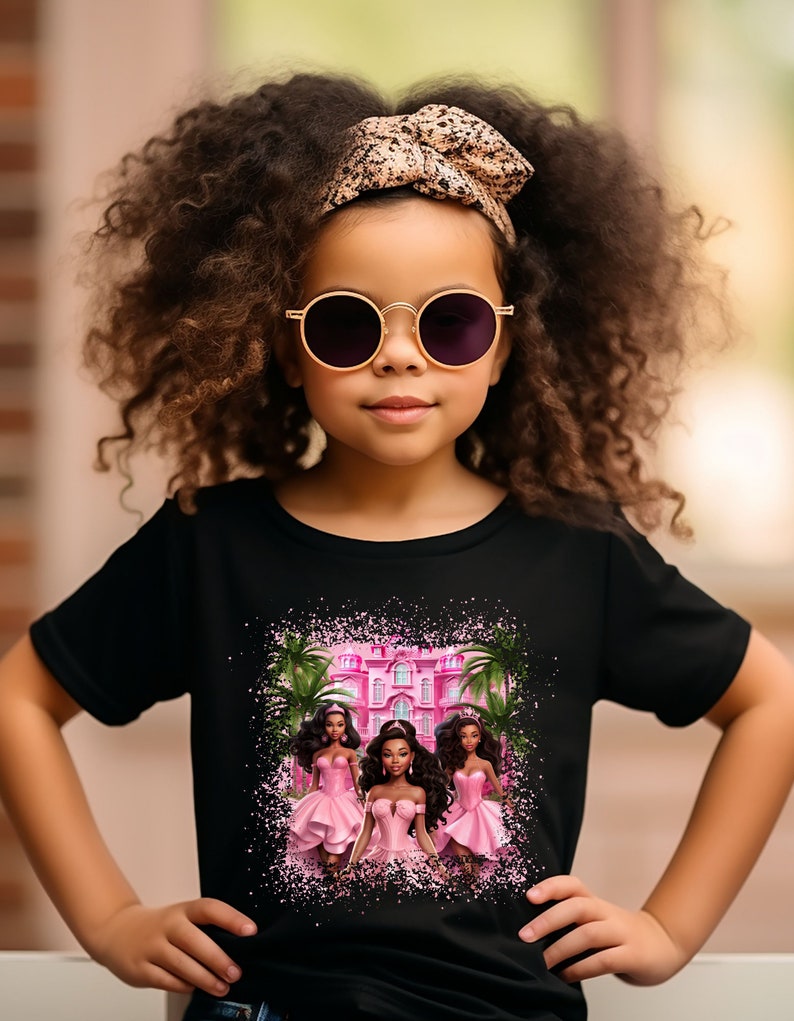 Youth Pink Baby Doll T-shirt, Black Girl Princess Shirt, Princess Mansion Tee, Birthday Party Tee, Princess Vibes Shirt, Dolls Fan Shirt image 4