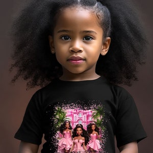Youth Pink Baby Doll T-shirt, Black Girl Princess Shirt, Princess Mansion Tee, Birthday Party Tee, Princess Vibes Shirt, Dolls Fan Shirt image 3