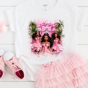 Youth Pink Baby Doll T-shirt, Black Girl Princess Shirt, Princess Mansion Tee, Birthday Party Tee, Princess Vibes Shirt, Dolls Fan Shirt image 1