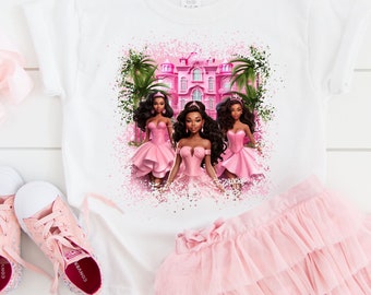 Youth Pink Baby Doll T-shirt, Black Girl Princess Shirt, Princess Mansion Tee, Birthday Party Tee, Princess Vibes Shirt, Dolls Fan Shirt