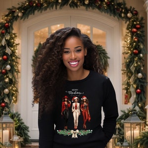 Chic Afro-American Christmas Sweatshirt, Black Girl Magic Holiday Tee, Boss Chicks X-mas Hoodie