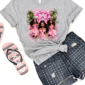 Youth Pink Baby Doll T-shirt, Black Girl Princess Shirt, Princess Mansion Tee, Birthday Party Tee, Princess Vibes Shirt, Dolls Fan Shirt image 6
