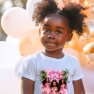 Youth Pink Baby Doll T-shirt, Black Girl Princess Shirt, Princess Mansion Tee, Birthday Party Tee, Princess Vibes Shirt, Dolls Fan Shirt image 2