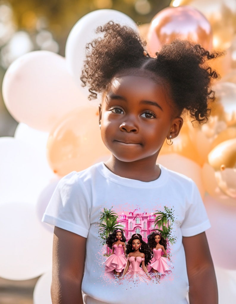 Youth Pink Baby Doll T-shirt, Black Girl Princess Shirt, Princess Mansion Tee, Birthday Party Tee, Princess Vibes Shirt, Dolls Fan Shirt image 2