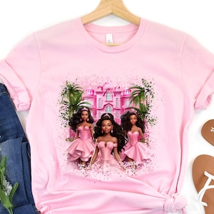 Youth Pink Baby Doll T-shirt, Black Girl Princess Shirt, Princess Mansion Tee, Birthday Party Tee, Princess Vibes Shirt, Dolls Fan Shirt image 5