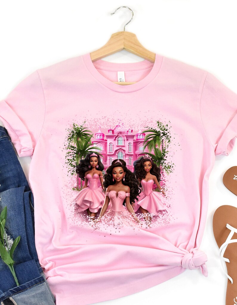 Youth Pink Baby Doll T-shirt, Black Girl Princess Shirt, Princess Mansion Tee, Birthday Party Tee, Princess Vibes Shirt, Dolls Fan Shirt image 5