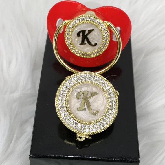 Initial Pacifier and Clip With Personalized Baby First Letter Etsy