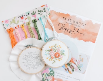 Floral DIY Embroidery Kit / Embroidery for Beginners / Gift for Crafters / Learn to Embroider