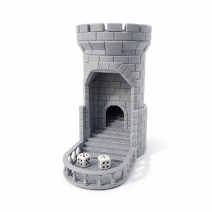 Castle Dice Tower with Rolling Tray | Fantasy Tabletop RPG Board Game Accessory