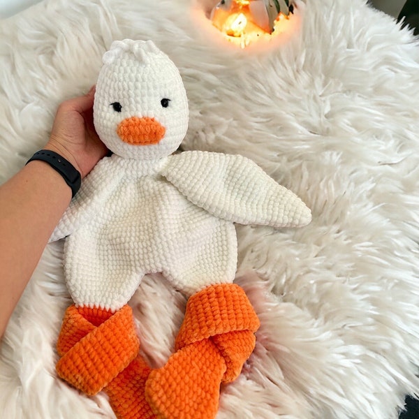 Baby comforter Mr. Duck | duck plush,plush toy,goose plush,duck plushie,duck lovey,goose stuff animal,baby comforter,lovey,baby lovey