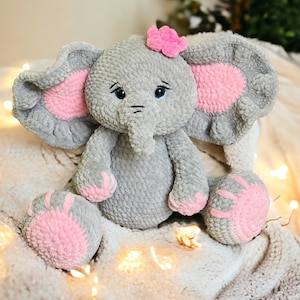 Handmade Plush Elephant: Personalized Stuffed Animal, Embroidered Name