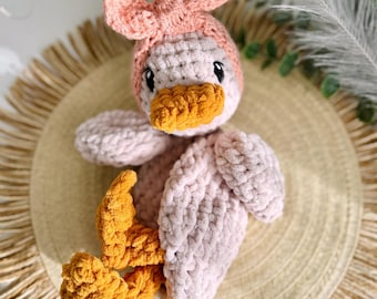 Crochet Duck Lovey: Plush Baby Snuggler Toy