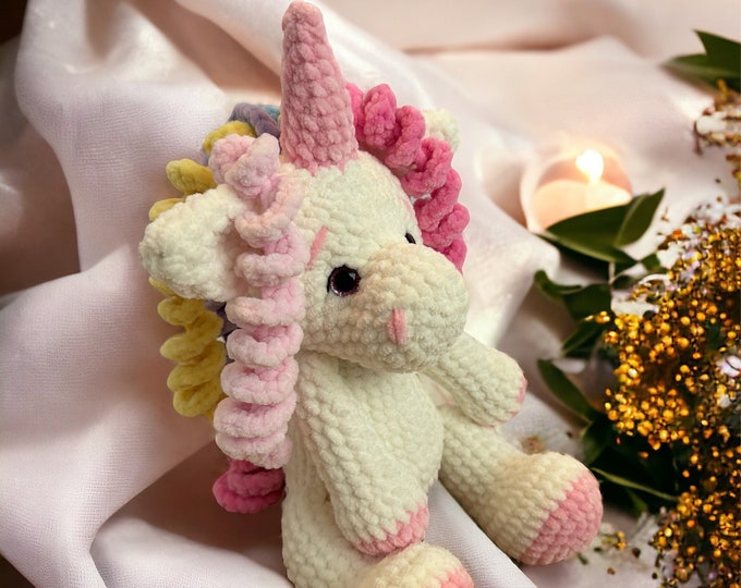 Rainbow stuffed unicorn toy, Stuffed Unicorn Toy, Unicorn Plush, Christmas personalized gifts, Crochet amigurumi, Baby shower unicorn