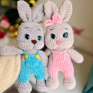 Plush bunny toy, Stuffed animal bunny, Crochet bunny rabbit toy, Amigurumi bunny doll, gifts for baby, baby shower decoration