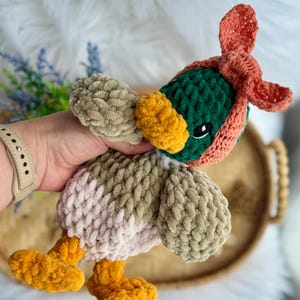 Mallard Duck Snuggler Lovey: Soft Chenille Baby Cuddle Blanket
