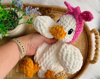 Duck Lovey, Duck Snuggler, Crochet Lovey, Crochet Duck, Crochet Toy Duck, Baby Shower Gift, Della Duck Plush Toy, Mallard Duck