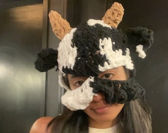 Cow crochet balaclava, beanie, hat, mask