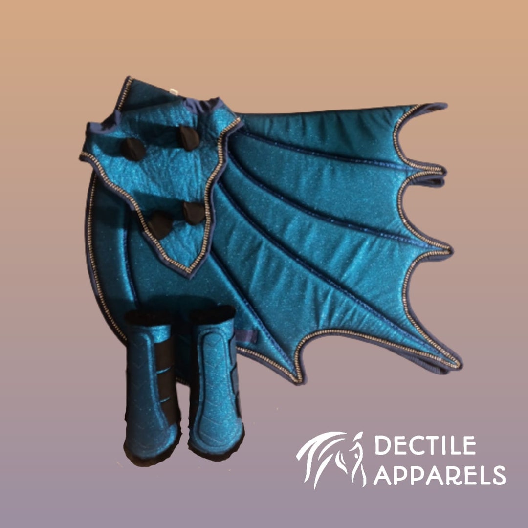 Shinny Glitter Royal Blue Dragon Wings English Saddle Pad for Etsy