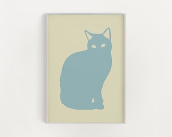 Katze Katze Print, Katzenliebhaber Kunst, Minimal Katzenliebhaber Geschenk, Katze Poster, süße Katze Print, abstrakte Kunstdruck, digitaler Download