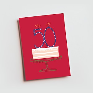 50th birthday card A6 , 50th birthday woman and man, greeting card for 50, birthday gift 50, Envelop included