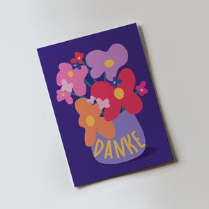 Greeting Card "Danke" ,Vibrant Colorful Flowers Thank You Card, A6 with Envelope image 3