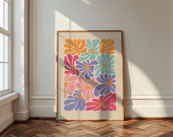 Bunte abstrakte Blume, abstrakte botanische Blumen Poster, digitaler Download Wanddruck, große druckbare Kunst, druckbare Kunst
