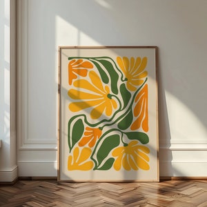 Poster di fiori botanici astratti, stampa murale con download digitale, grande arte stampabile, fiore astratto colorato, arte stampabile
